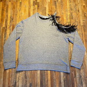 ANTHROPOLOGIE RO&DE l Cold One Shoulder Top l Ostrich Feather l Size Medium